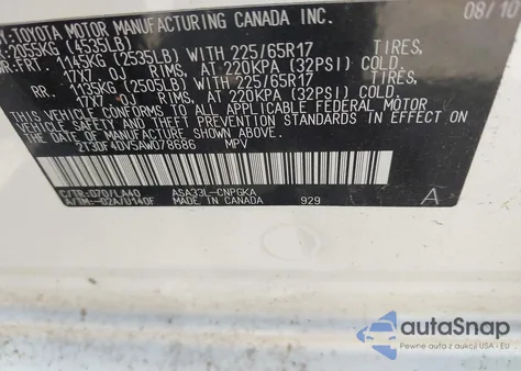 2010 Toyota Rav4 Limited из США, поврежденный, VIN 2T3DF4DV5AW078686